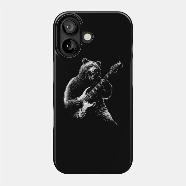 Grizzly Grooves: Bass Master Bear Guitar Player Phone Case by GoshWow®