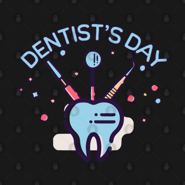 Retro Dentist’s Day, tooth and dental tools by HolidayBug