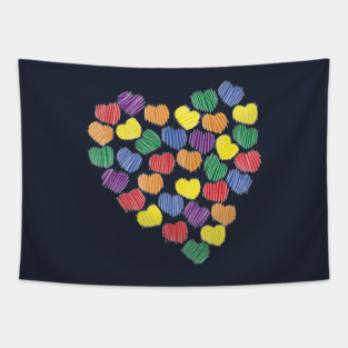 Rainbow Colors Valentine Heart Tapestry