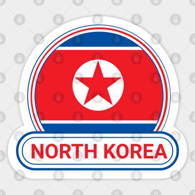 North Korea Country Badge - North Korea Flag Sticker by Yesteeyear