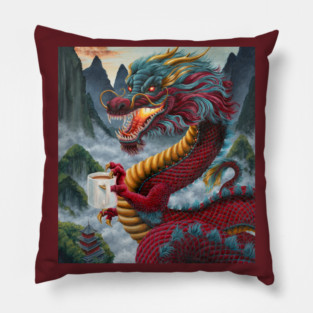 Zhulong Coffee Dragon Pillow