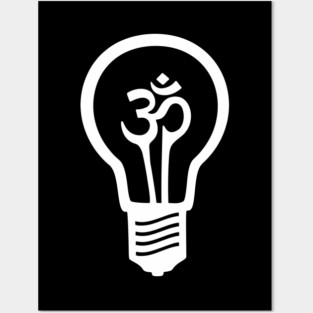 Om Meditation Lightbulb (White) Posters and Art