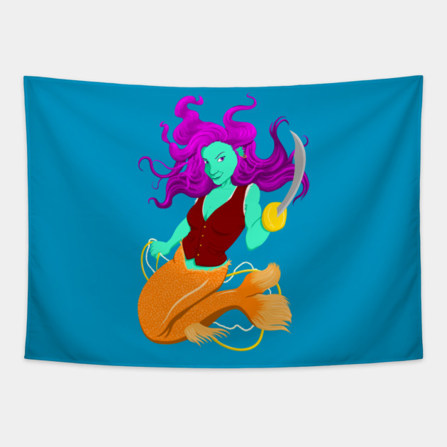 Anne the Pirate Mermaid Tapestry by StineBrunson