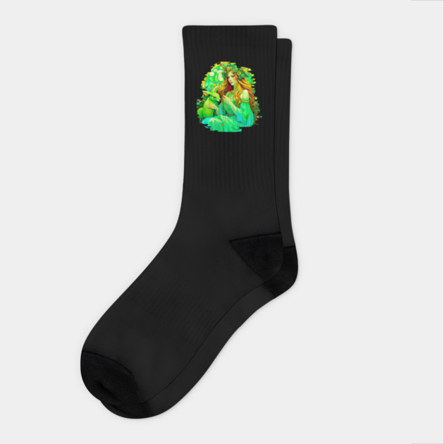 Art Nouveau Ostara Celtic Spring Socks by HolidayBug