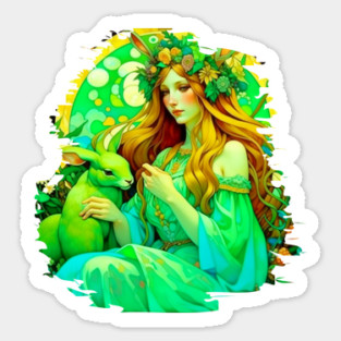 Art Nouveau Ostara Celtic Spring Sticker