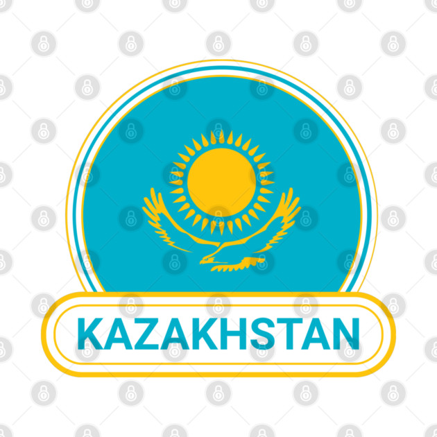 Kazakhstan Country Badge - Kazakhstan Flag by Yesteeyear