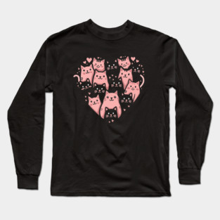 Cats Valentines Heart Long Sleeve T-Shirt