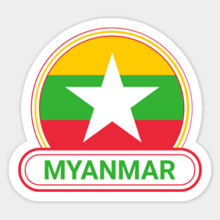 Myanmar Country Badge - Myanmar Flag Sticker
