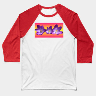 Tropical Sunset Flowers Baseball T-Shirt