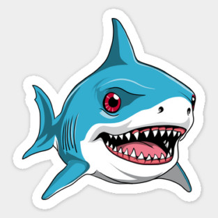 Scary Cute Great White Shark Graphic Design Sticker