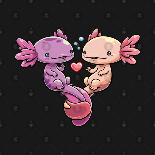 Amphibian Amore: Axolotl Sweethearts by GoshWow®