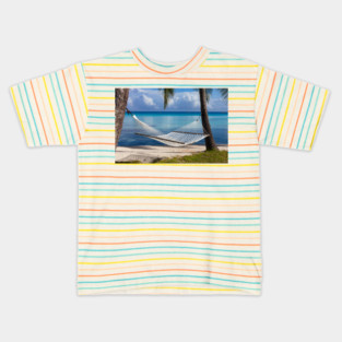 A Hammock Tied Between Two Palm Trees on Rangiroa In French Polynesia Kids T-Shirt
