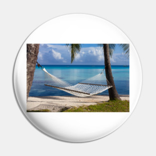 A Hammock Tied Between Two Palm Trees on Rangiroa In French Polynesia Pin
