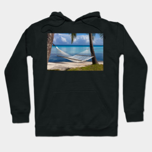 A Hammock Tied Between Two Palm Trees on Rangiroa In French Polynesia Hoodie