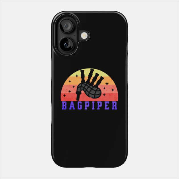 Retro Sunset Bagpiper Phone Case by HolidayBug