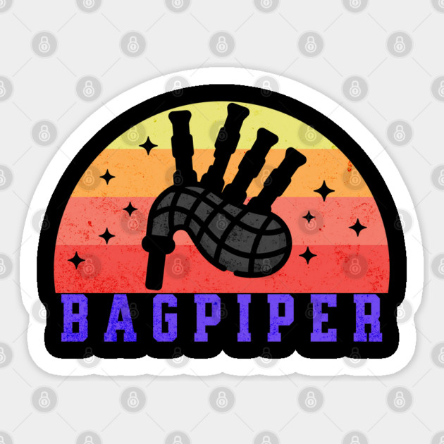 Retro Sunset Bagpiper Sticker by HolidayBug