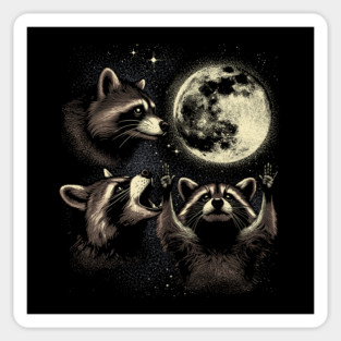 Moonlit Raccoon Trio Sticker