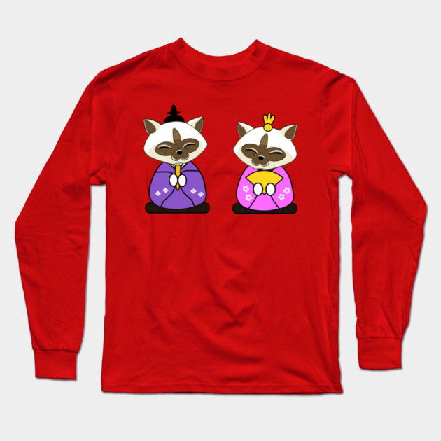 Hinamatsuri Siamese Cats Hina Ningyo Long Sleeve T-Shirt by HolidayBug