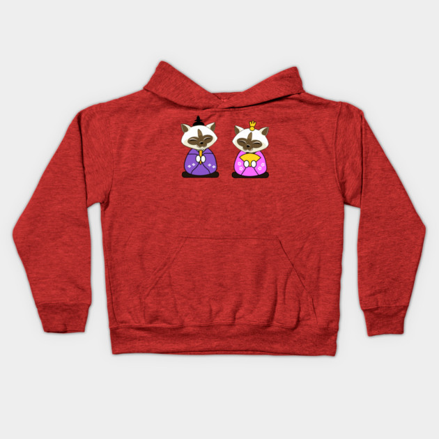 Hinamatsuri Siamese Cats Hina Ningyo Kids Hoodie by HolidayBug