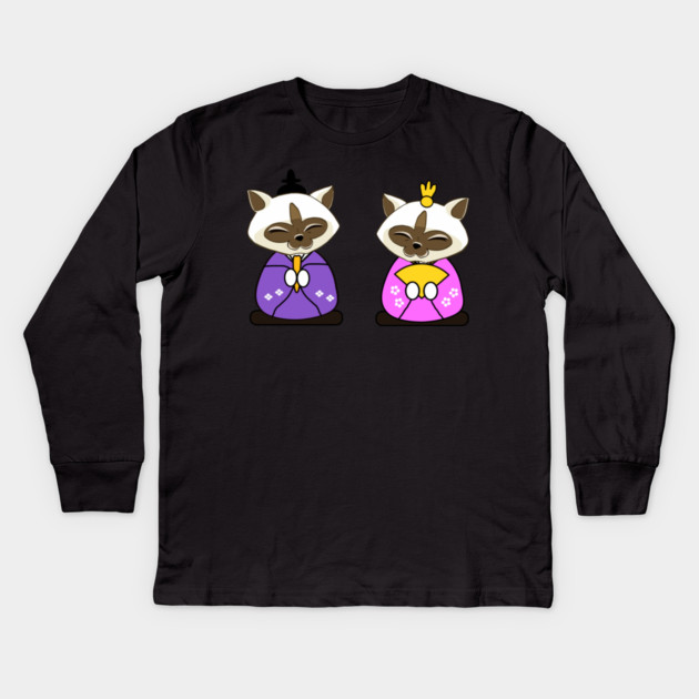 Hinamatsuri Siamese Cats Hina Ningyo Kids Long Sleeve T-Shirt by HolidayBug