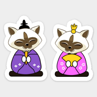 Hinamatsuri Siamese Cats Hina Ningyo Sticker