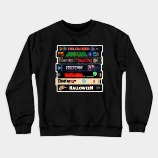 Vintage VHS Stack Horror Graphic Crewneck Sweatshirt