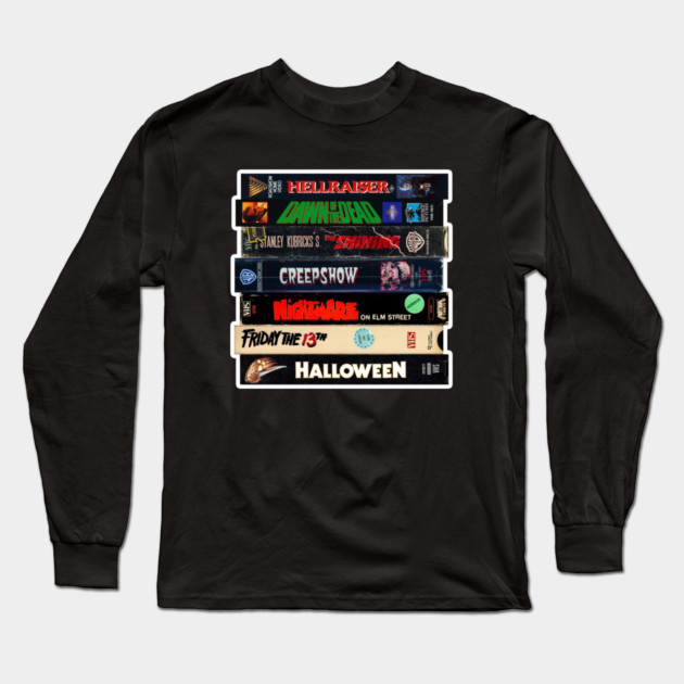 Vintage VHS Stack Horror Graphic Long Sleeve T-Shirt by AtomicMadhouse