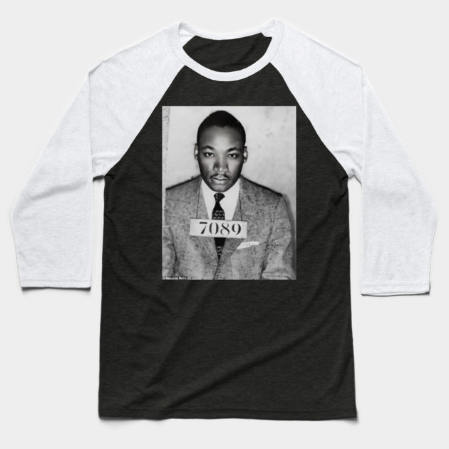 MLK Mugshot Baseball T-Shirt by UrbanLifeApparel