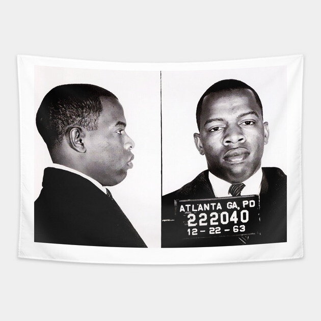 John Lewis Mug shot Tapestry by UrbanLifeApparel