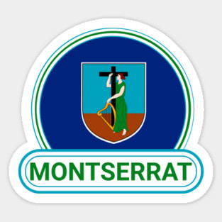 Montserrat Country Badge - Montserrat Flag Sticker