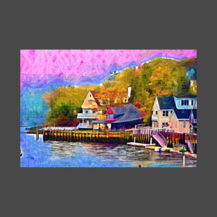 Fishing Village Harbor T-Shirt