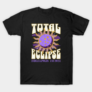 Total Eclipse 2024 Indianapolis Retro Groovy T-Shirt