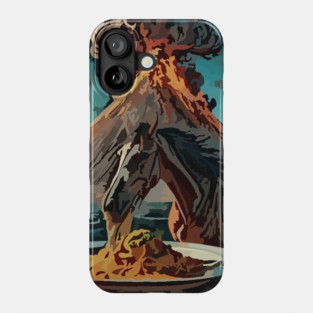 watercolor horse eating spaghetti by volcano Phone Case