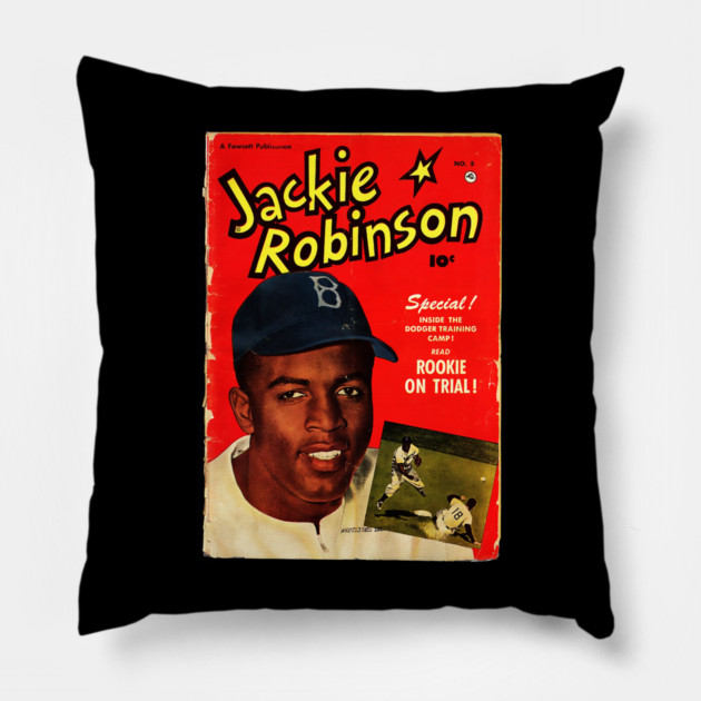 Front cover of Jackie Robinson comic book Pillow by UrbanLifeApparel