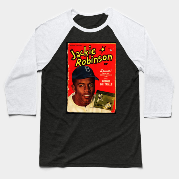 Front cover of Jackie Robinson comic book Baseball T-Shirt by UrbanLifeApparel