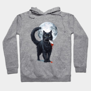 Purfect hunter in the Digital Edition, black Cat vs. Mouse, Humor, Cats, Technology, cats lovers design Hoodie