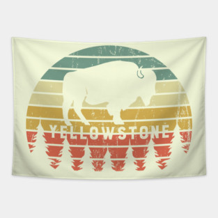 Vintage Retro Camping Yellowstone souvenir Tapestry
