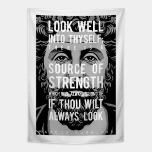 Marcus Aurelius Inspiring Quote: Look Well Into Thyself Tapestry