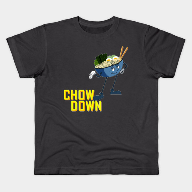 RAMEN CHOW DOWN Kids T-Shirt by droidmonkey