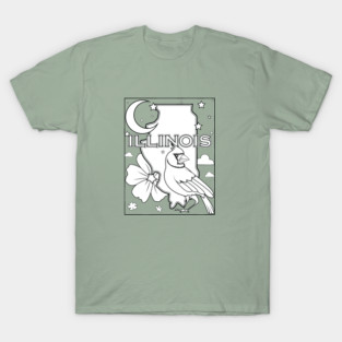 illinois state shape flower bird coloring page T-Shirt