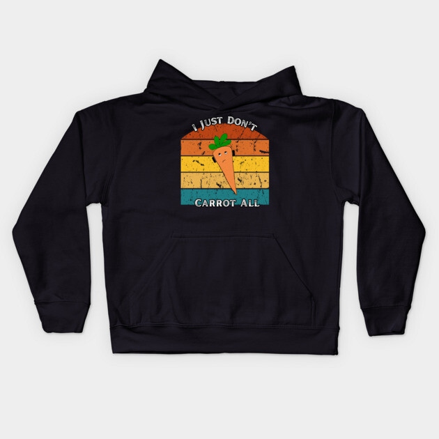 I Just Don’t Carrot All – Retro Edition Kids Hoodie by The Punny Grocer