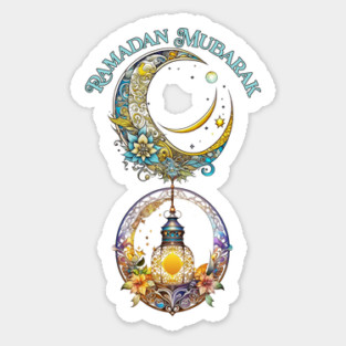 Art Nouveau Ramadan Moon and Lantern Sticker