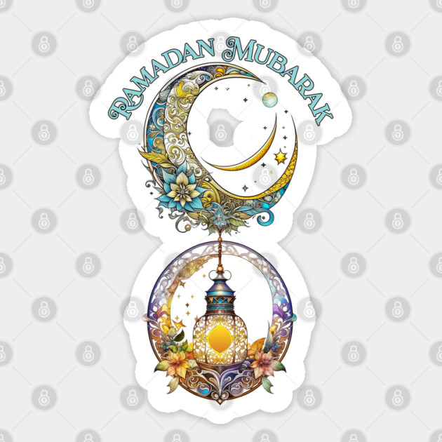 Art Nouveau Ramadan Moon and Lantern Sticker by HolidayBug