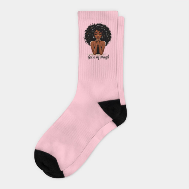 Woman Praying - God is my strength Socks by UrbanLifeApparel