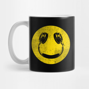 Smiley Music Face Headphones Mug