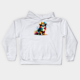 Tibetan Spaniel in Vibrant Abstract Splash Artwork Kids Hoodie