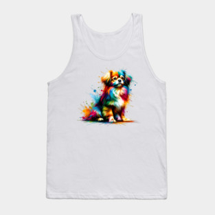 Tibetan Spaniel in Vibrant Abstract Splash Artwork Tank Top