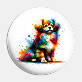 Tibetan Spaniel in Vibrant Abstract Splash Artwork Pin