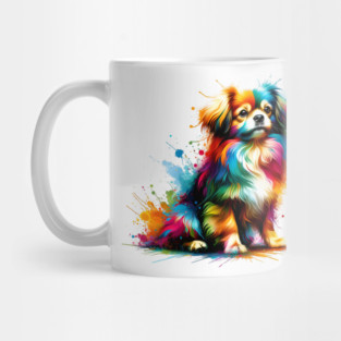 Tibetan Spaniel in Vibrant Abstract Splash Artwork Mug