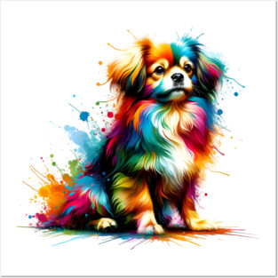 Tibetan Spaniel in Vibrant Abstract Splash Artwork Posters and Art